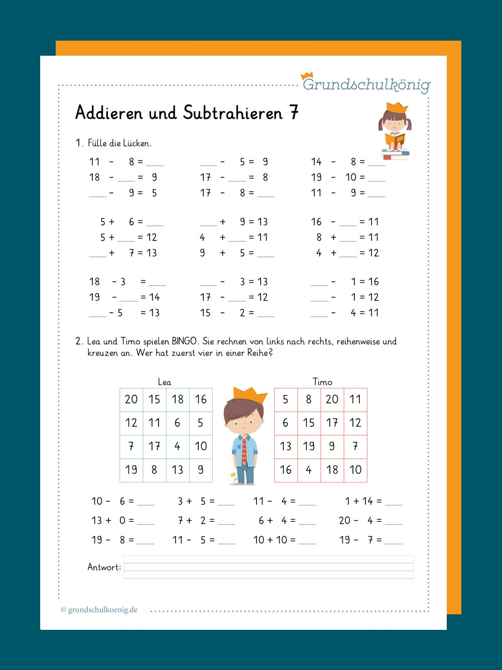 Gemischte Aufgaben Mathe 1 Klasse