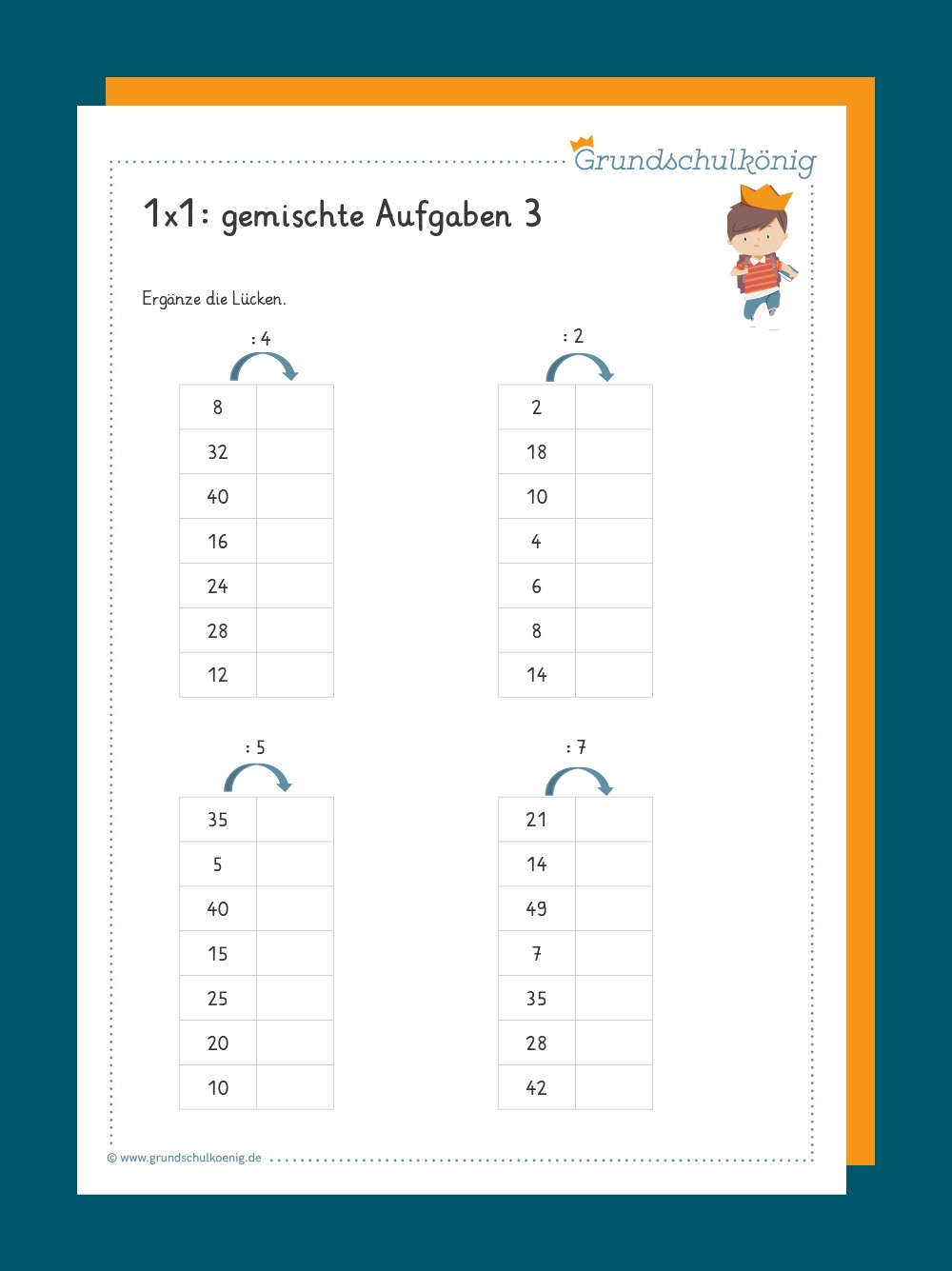 Gemischte Aufgaben Zum 1x1