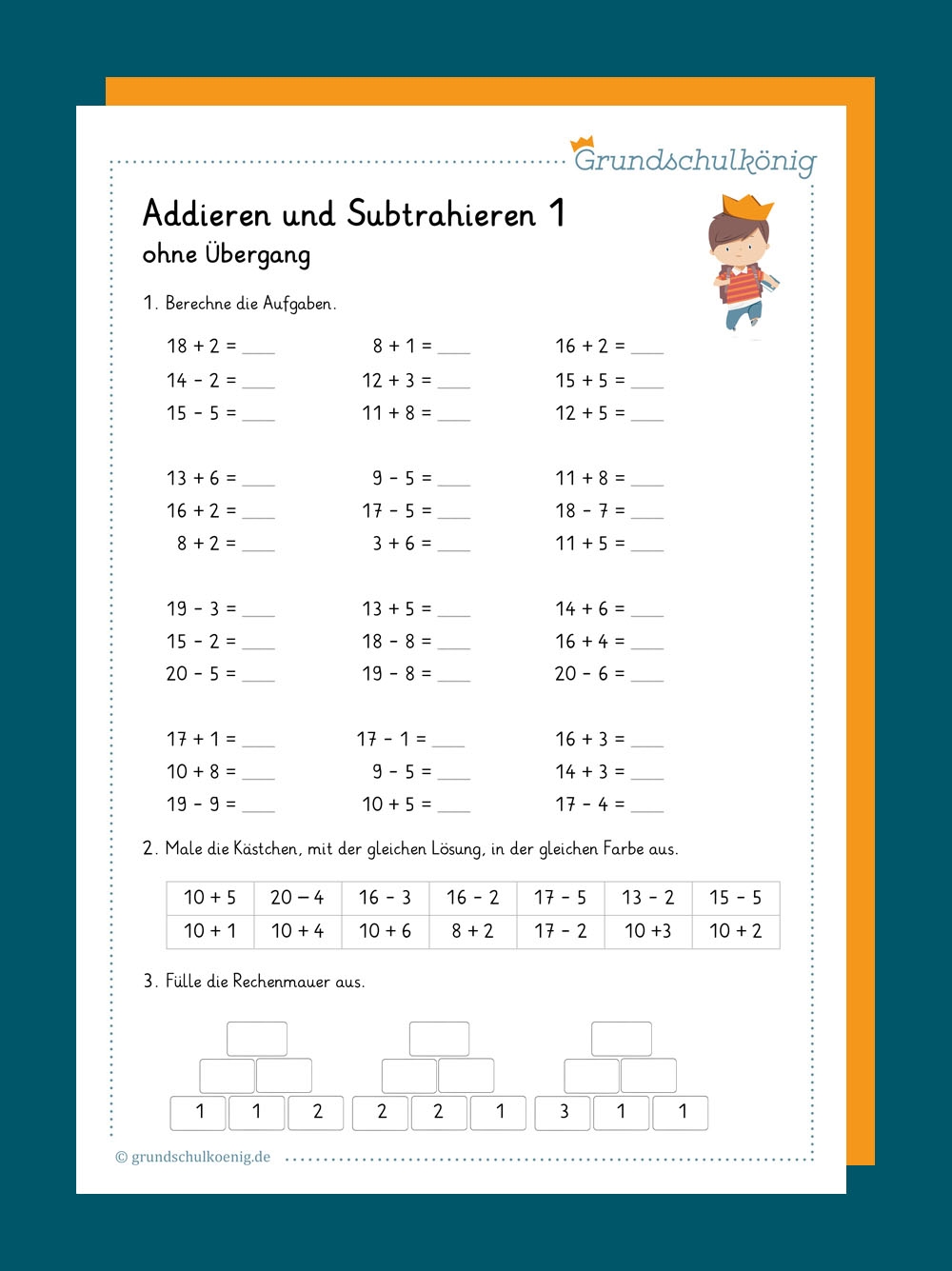 Arbeitsblätter Addition Bis 20