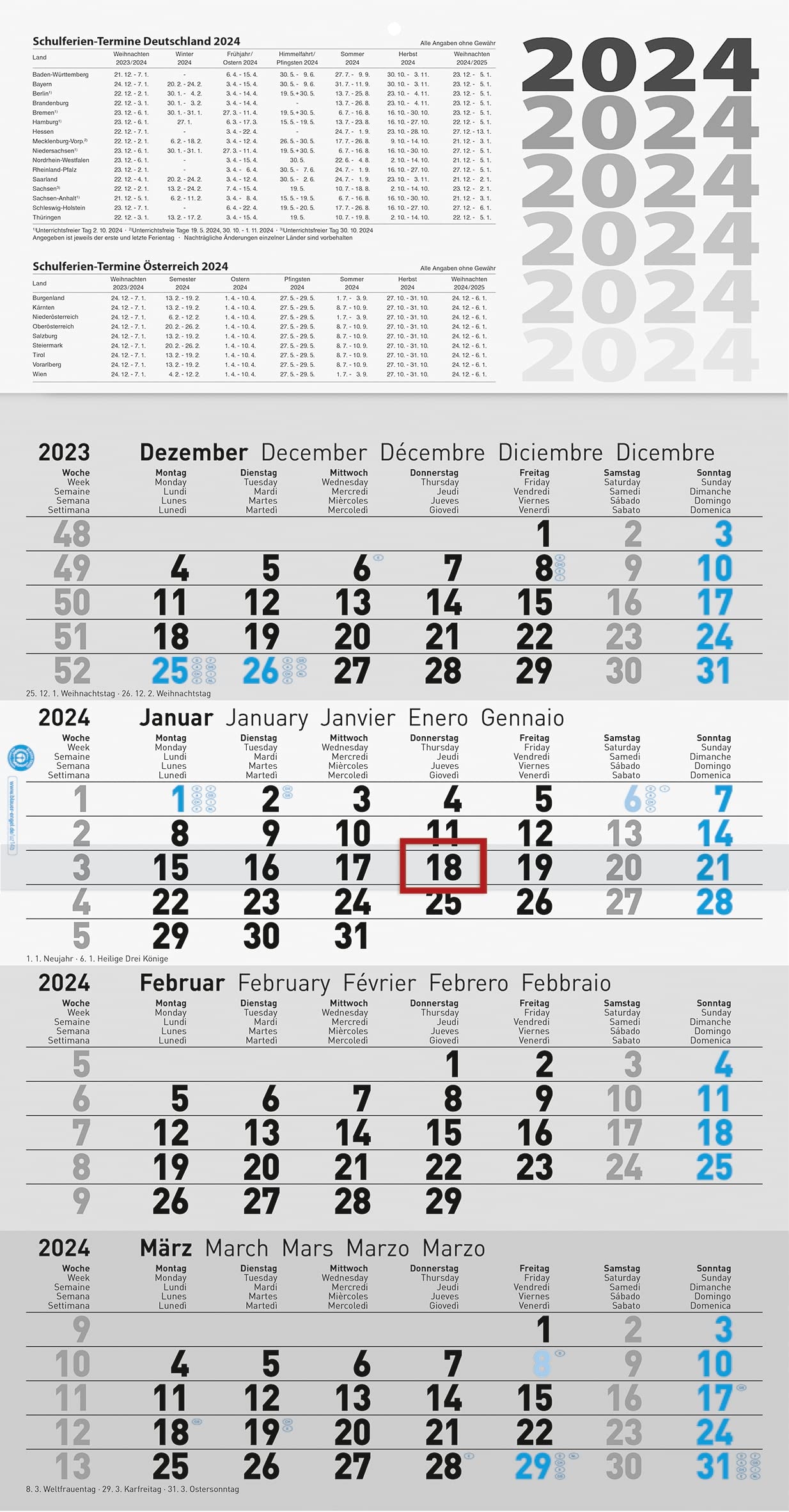 Glocken 4 Monatskalender UWS 2024 1 Blatt 4 Monate 30 X 55 5 Cm Wei Amazon de B robedarf Schreibwaren