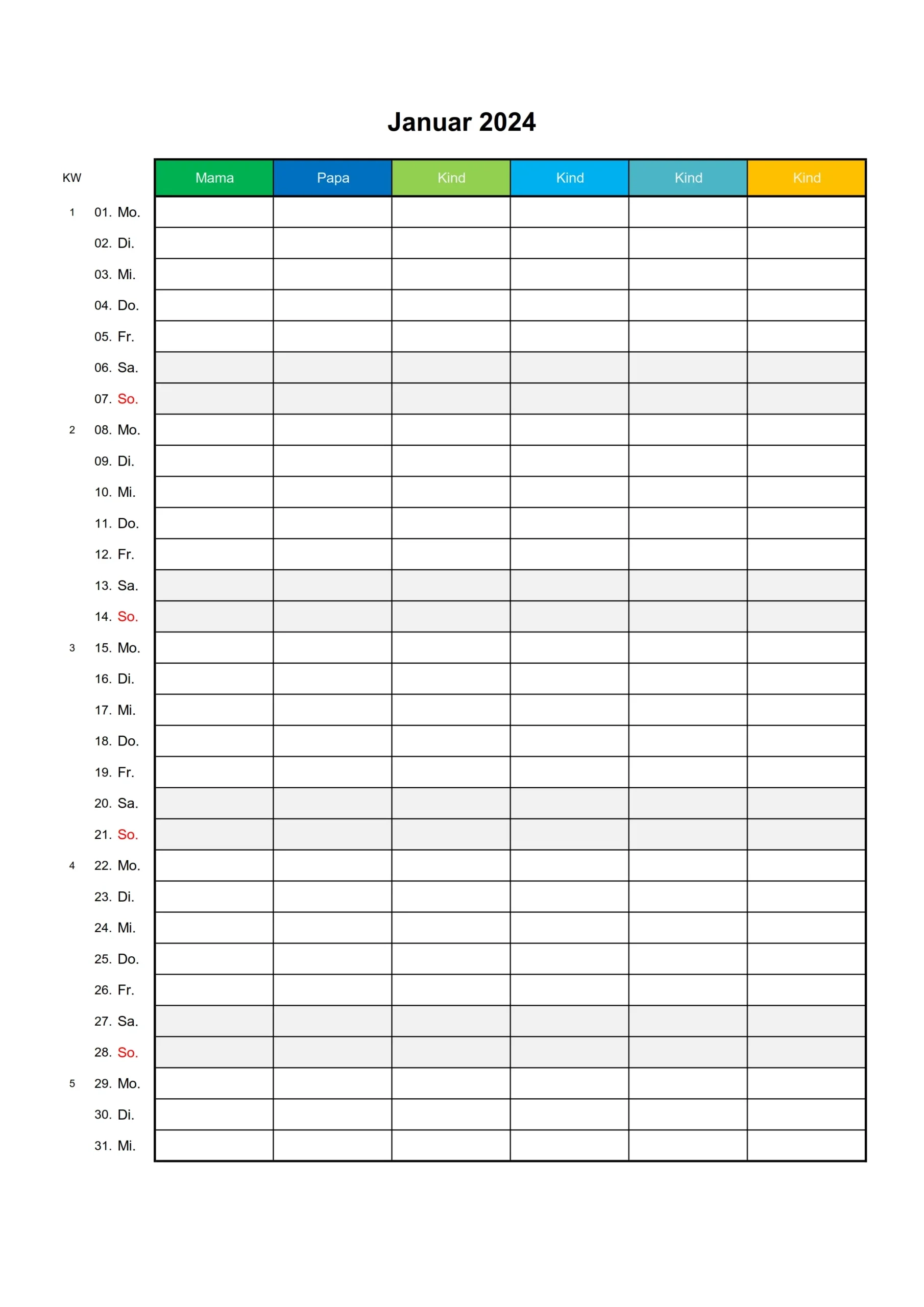 Gratis Familienkalender 2024 Familienplaner Zum Ausdrucken