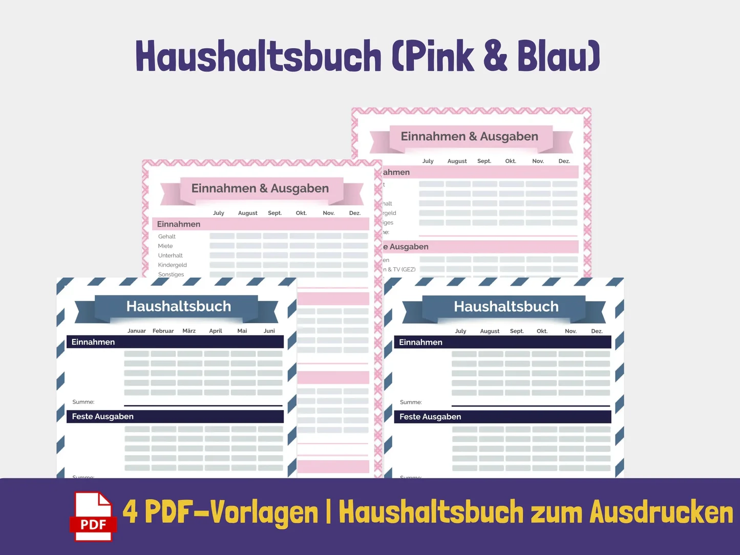 Gratis Haushaltsbuch 2 Vorlagen Als PDF Zum Ausdrucken
