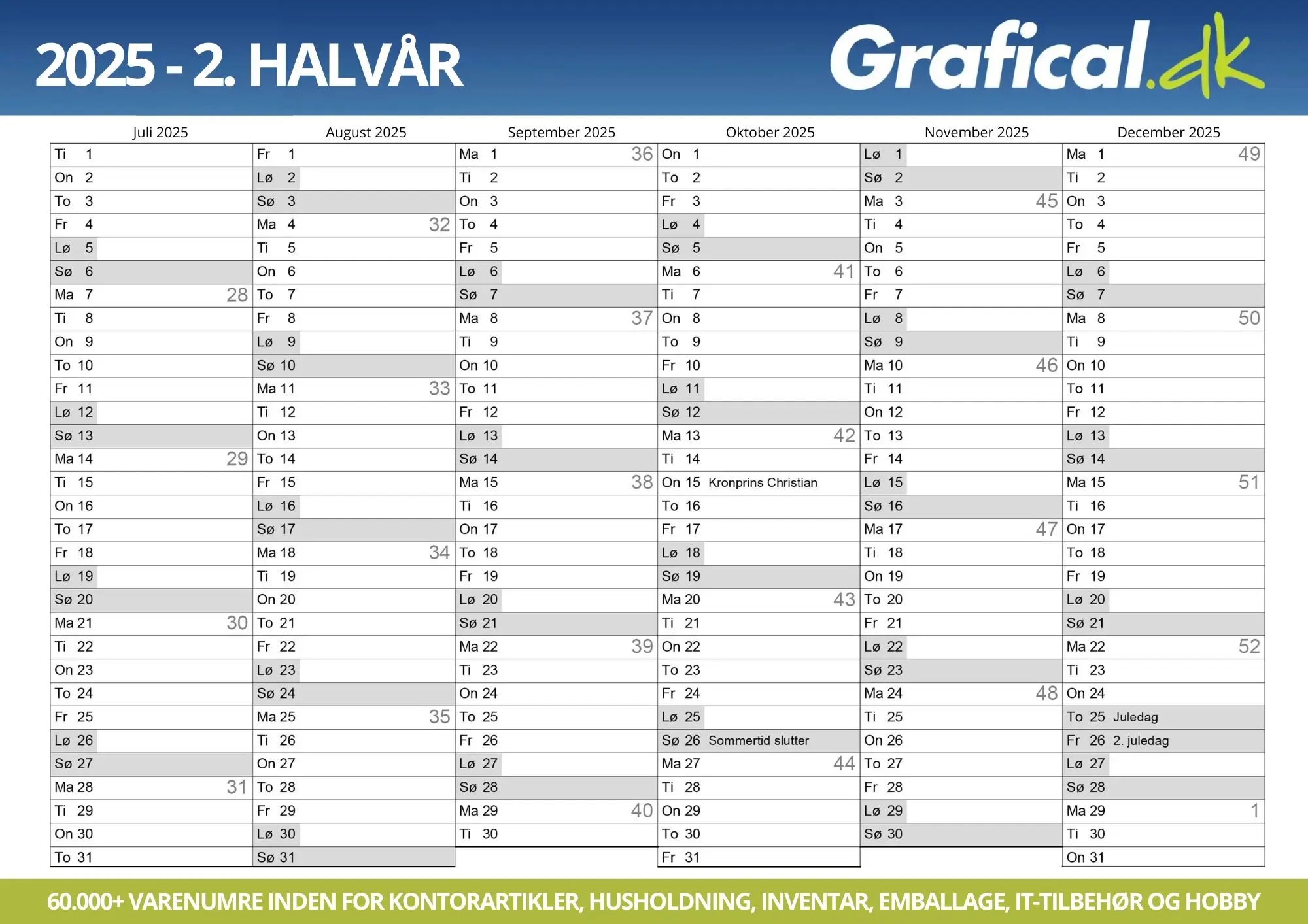 Gratis Kalender 2025 Til Print