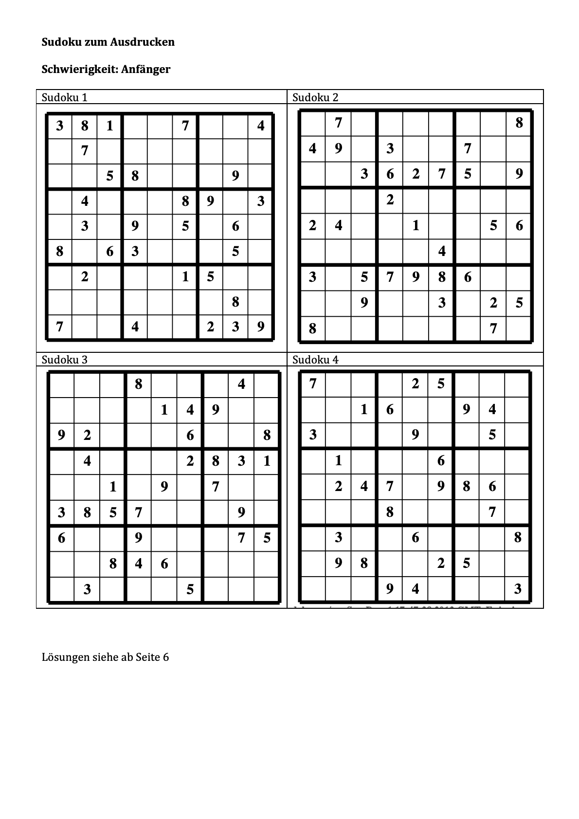 Gratis Sudoku Vorlagen Zum Ausdrucken Leicht Mittel Schwer