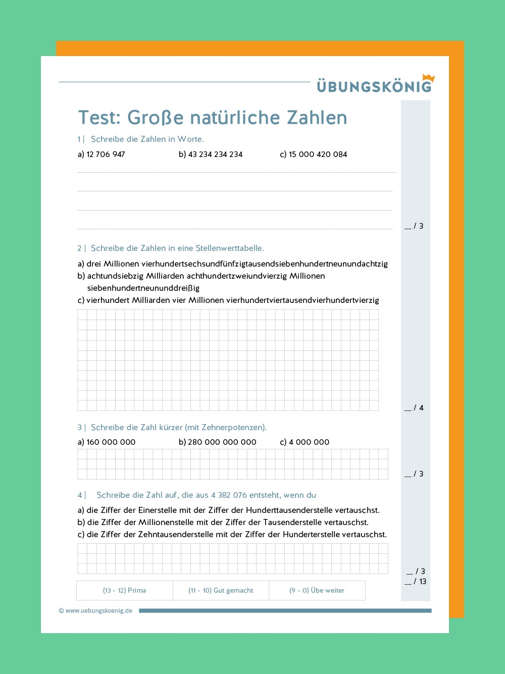 Große Zahlen Schreiben Kostenlos