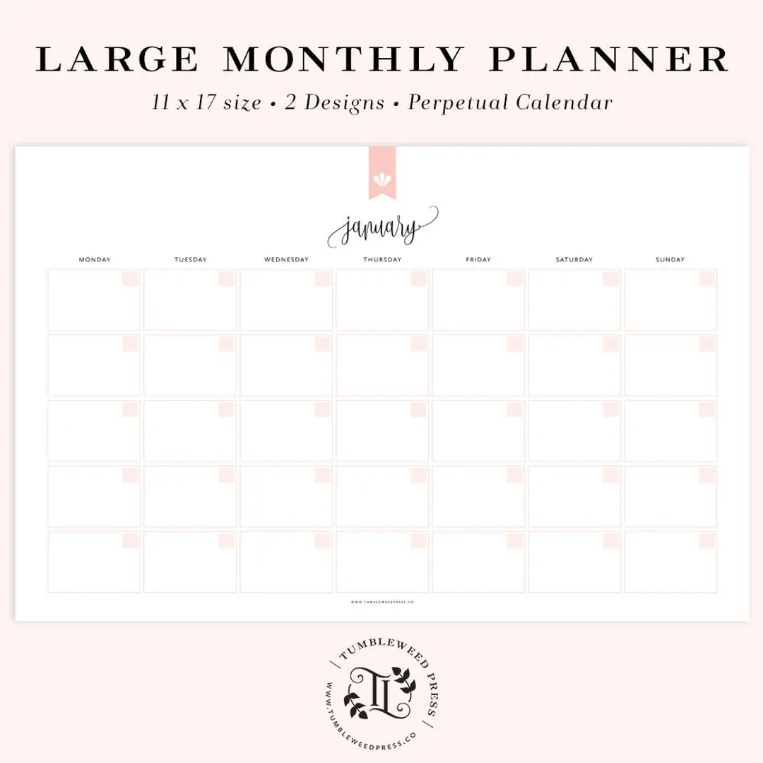 Gro er Druckbarer Kalender Undatierter Kalender Zum Ausdrucken Monatsplaner Ewiger Kalender Monat Auf Einen Blick 11x17 INSTANT DOWNLOAD Etsy sterreich