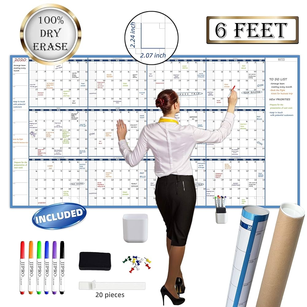 Grote Droogwisbare Wandkalender 96 5 X 182 9 Cm Ongedateerde Blanco Herbruikbare Jaarkalender 2024 Gigantische Whiteboard Jaarlijkse Poster Gelamineerd Kantoor Jumbo 12 Maanden Kalender Amazon nl Kantoorproducten