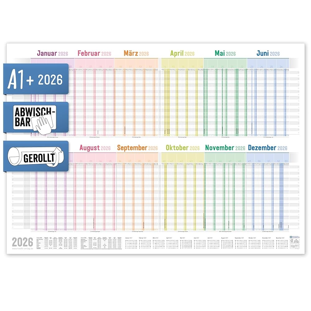H fft Abwischbarer Urlaubsplaner Mitarbeiter 2026 A1 Quer 89 X 63 Cm F r 20 Personen Gro er Team Urlaubskalender Wandplaner Nachhaltig Klimafreundlich Amazon de B robedarf Schreibwaren