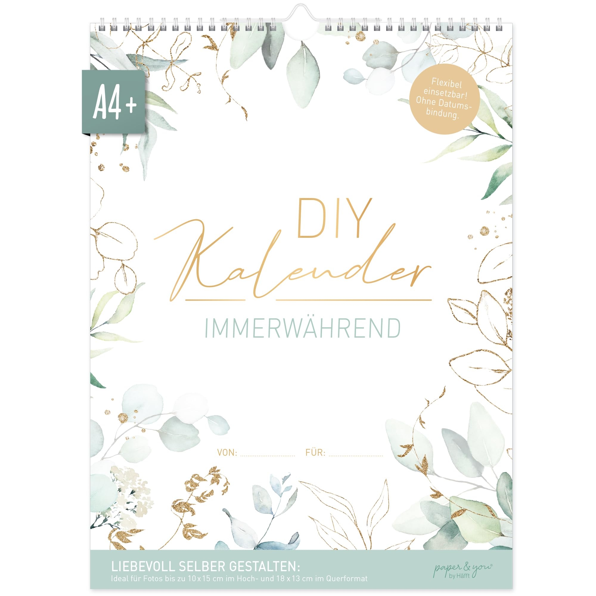 H fft Bastelkalender A4 Ohne Jahr Immerw hrend Blattgold Fotokalender DIY Kalender Kreativ Kalender Geburtstags Kalender Zum Selbstgestalten Nachhaltig Klimafreundlich Amazon de B robedarf Schreibwaren