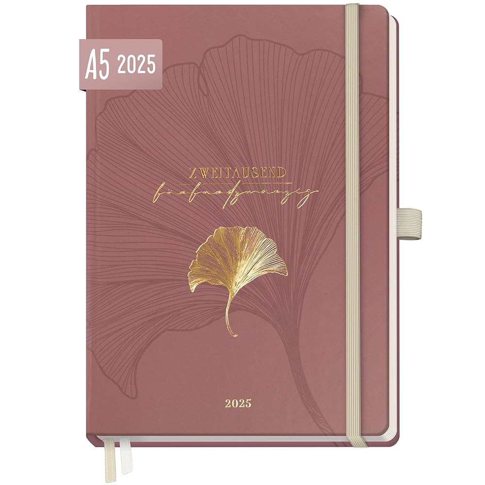 H fft Wochen Notiz Kalender 2025 A5 Ginkgo Altrosa Buchkalender Terminplaner Notiz Timer Wochenkalender Organizer Terminkalender Mit Einstecktasche Nachhaltig Klimafreundlich Amazon de B robedarf Schreibwaren