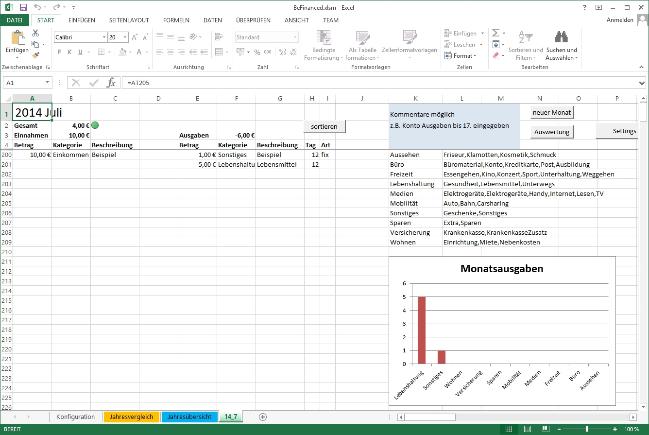 Haushaltsbuch Excel Vorlage Kostenlos