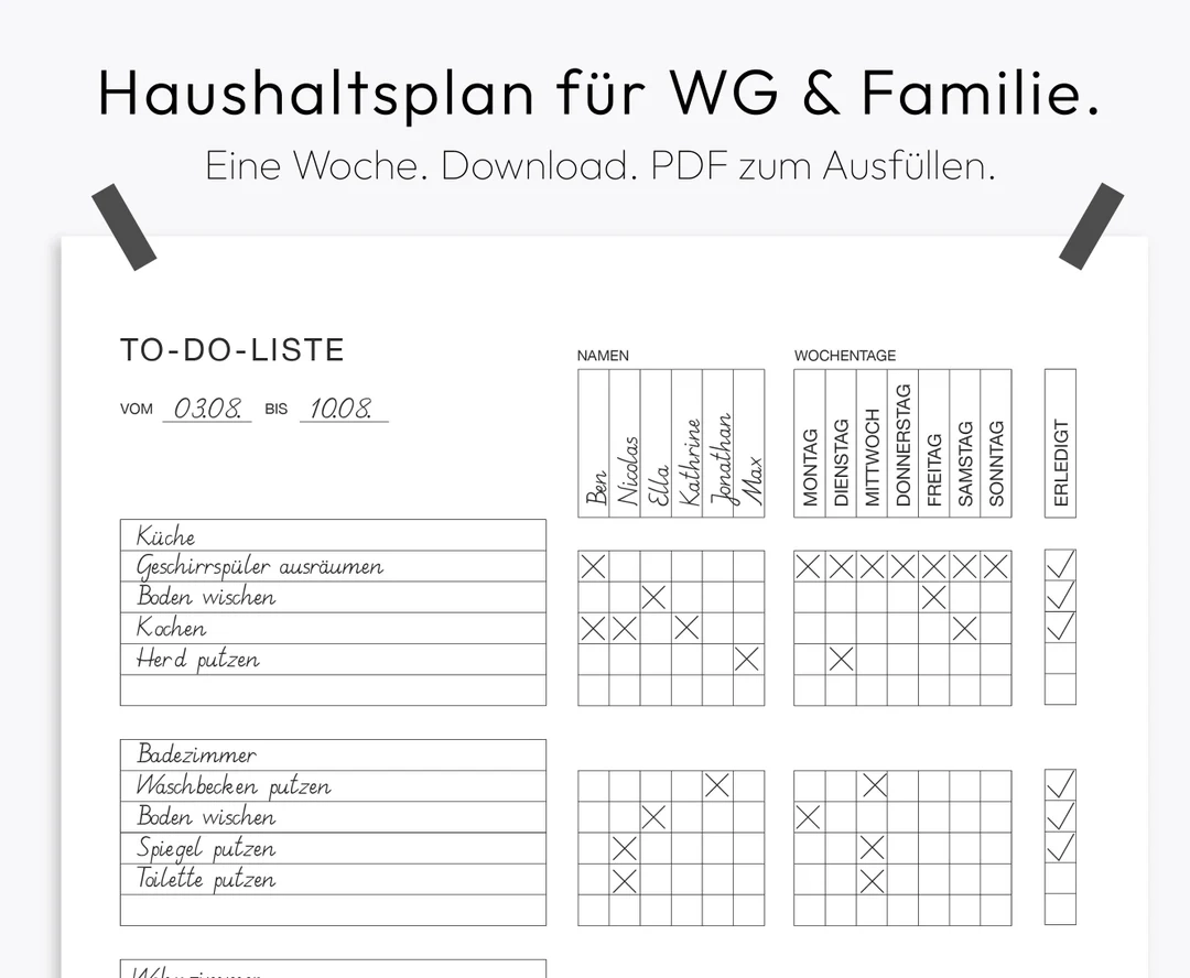 Wochenkalender Haushaltsplan Vorlage Ausdrucken