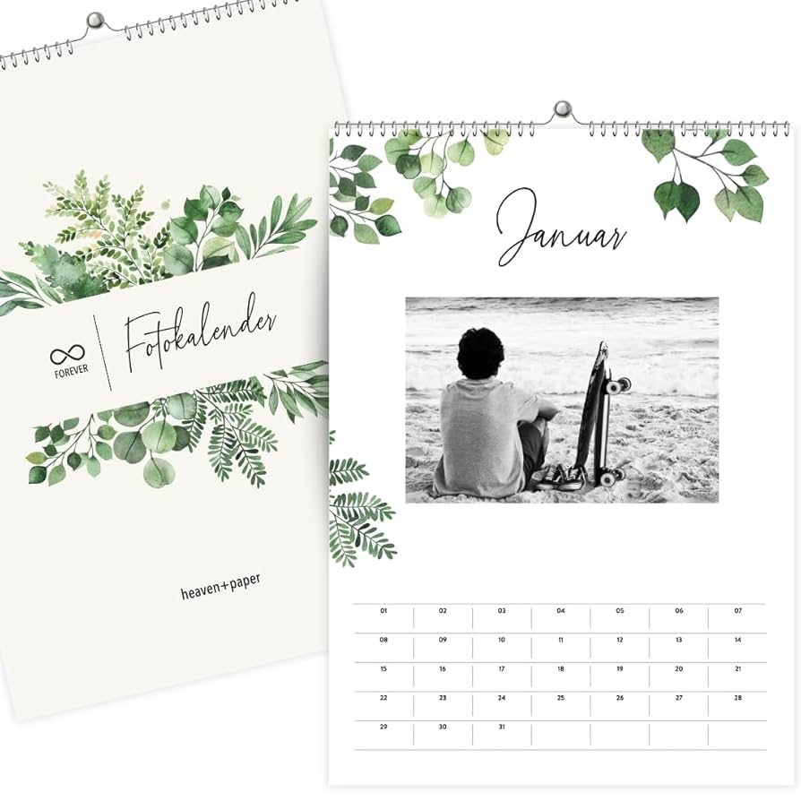 Heaven paper Eukalyptus Fotokalender Ohne Jahr Zum Selbstgestalten Premium A4 Wandkalender F r Fotos sch ne Geschenkidee DIY Wandkalender 2025 Bastelkalender Selbst Gestalten GREEN Ohne Jahr Amazon de B robedarf Schreibwaren