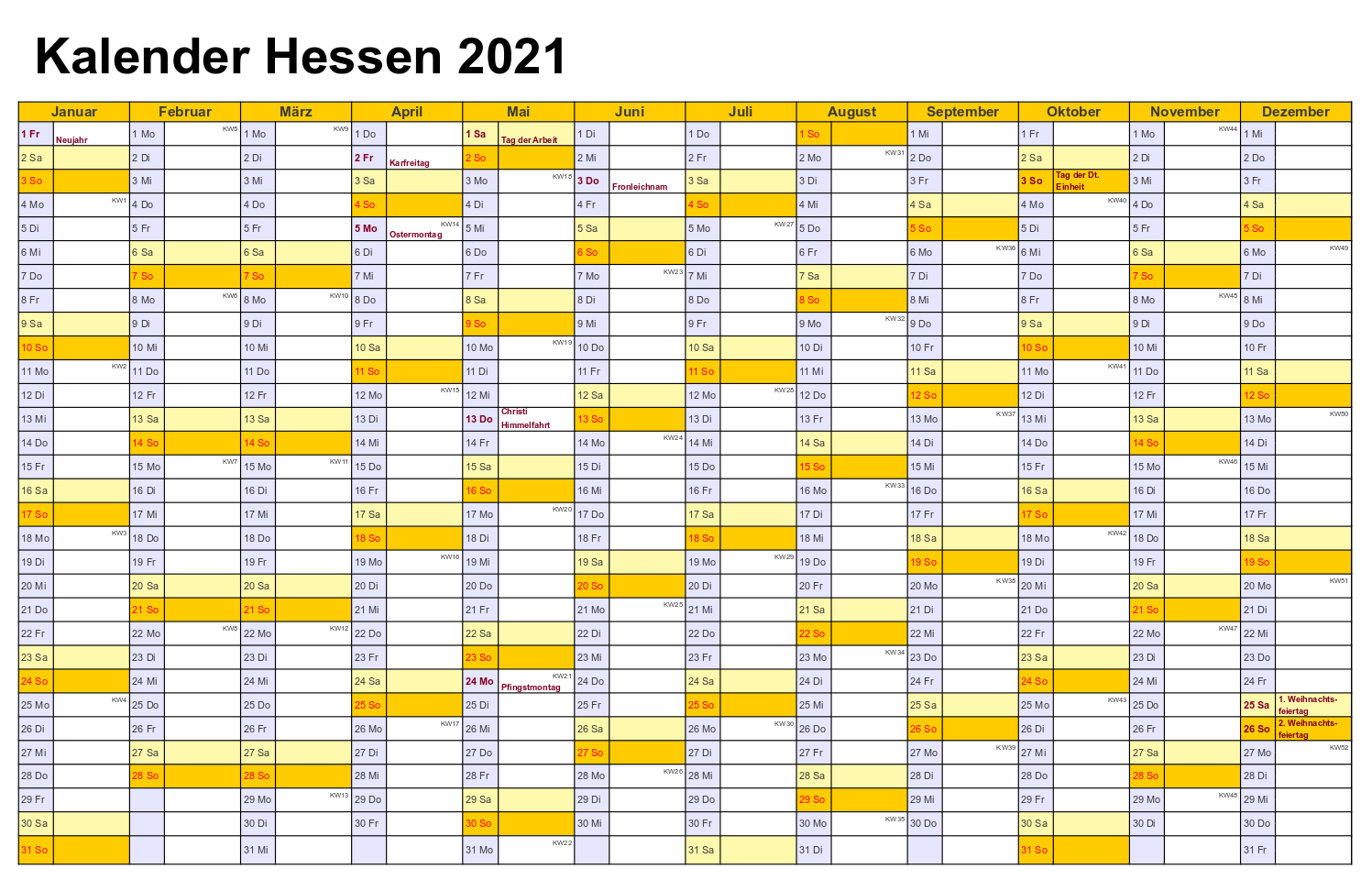 2021 Kalender Zum Drucken