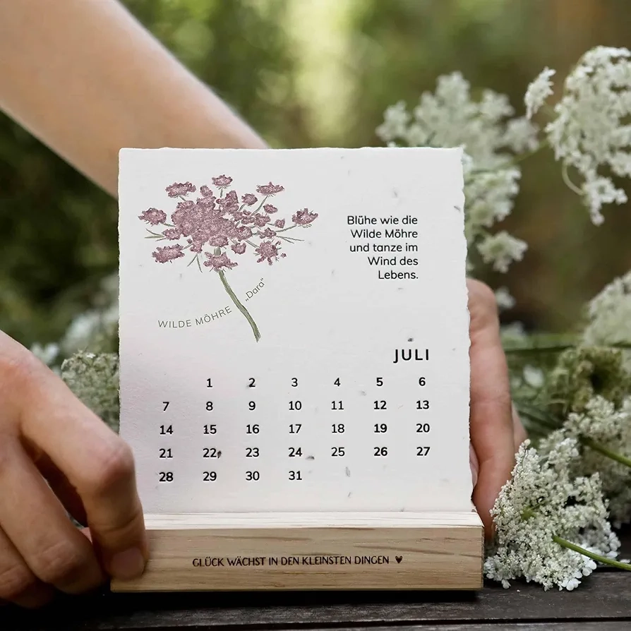 Heylittlegreen Einpflanzbarer Tischkalender 2025 Aus Handgemachtem Saatpapier Samen Kalender Mit 13 Sorten Zum Einpflanzen Nachhaltige Geschenkidee Wunder Zeigen Sich In Den Kleinsten Dingen Amazon de B robedarf Schreibwaren