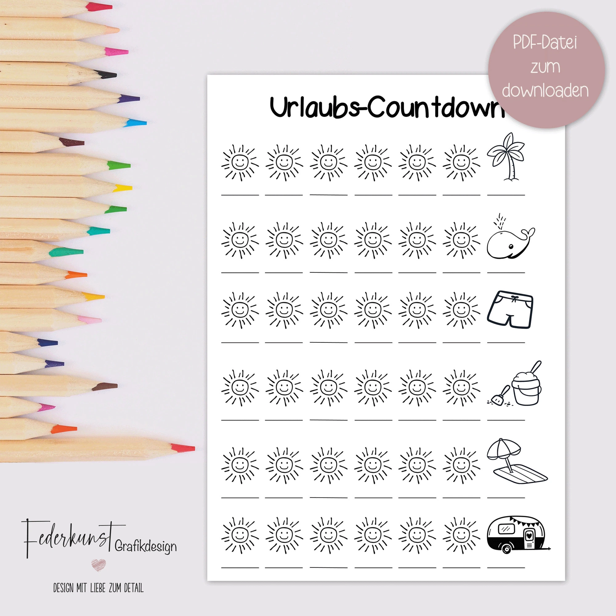 Holiday Countdown For Kids To Color Etsy