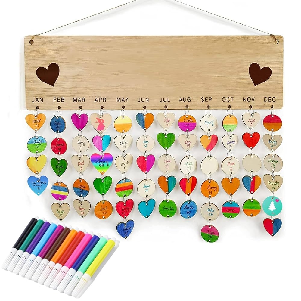 Holz Kalender Erinnerung Immerw hrender Kalender DIY Jubil um Kalender Geschenke Aus Holz Geburtstagskalender Festival Reminder Calendar Board Dekorative Anh nger F r Family Friends Amazon de B robedarf Schreibwaren
