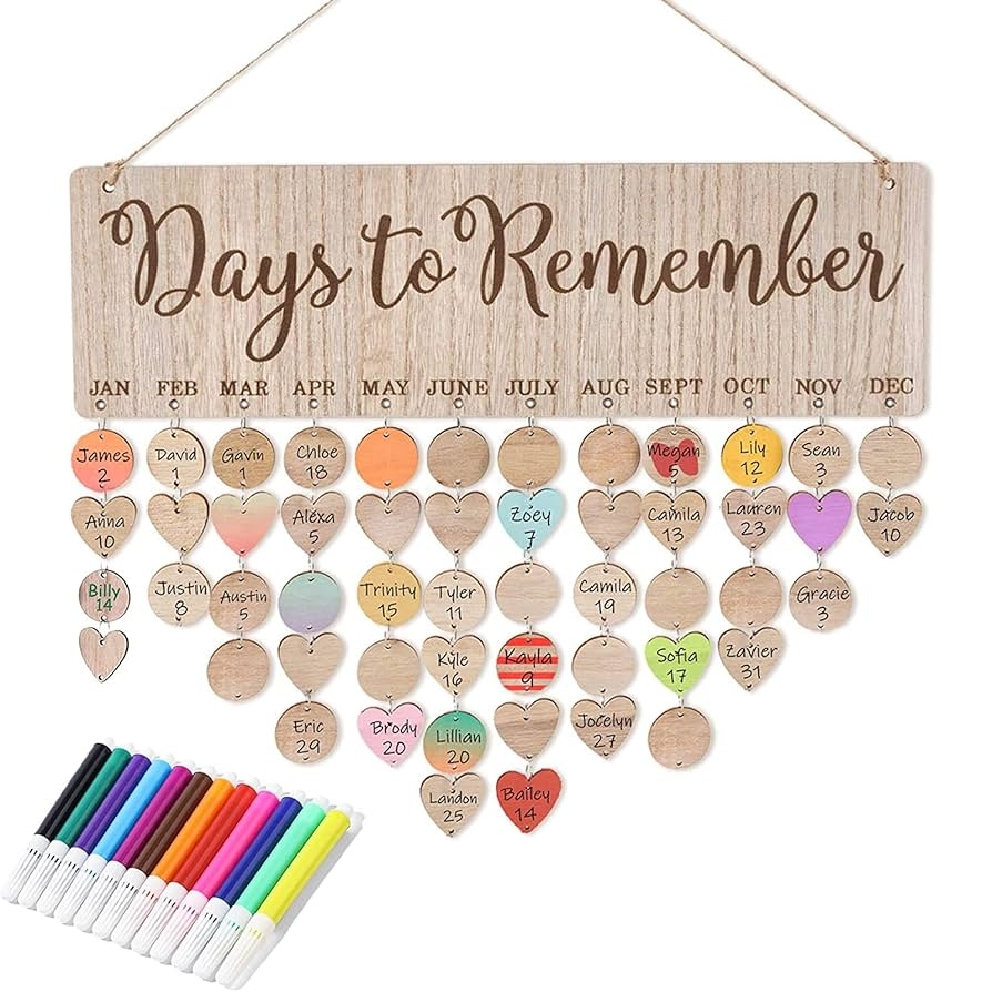 Holz Kalender Erinnerung Immerw hrender Kalender DIY Jubil um Kalender Geschenke Aus Holz Geburtstagskalender Festival Reminder Calendar Board Dekorative Anh nger F r Family Friends Celebrations Amazon de B robedarf Schreibwaren