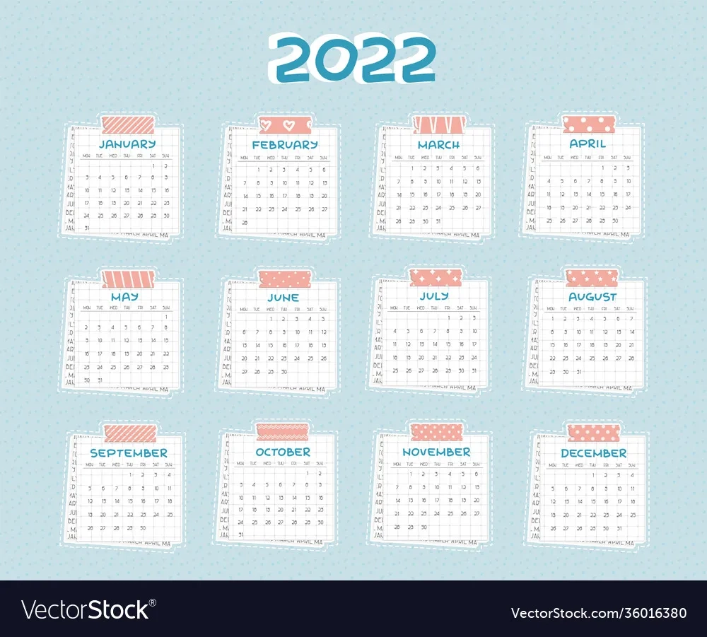 Horizontaler Kalender 2022 Von Januar Bis Dezember