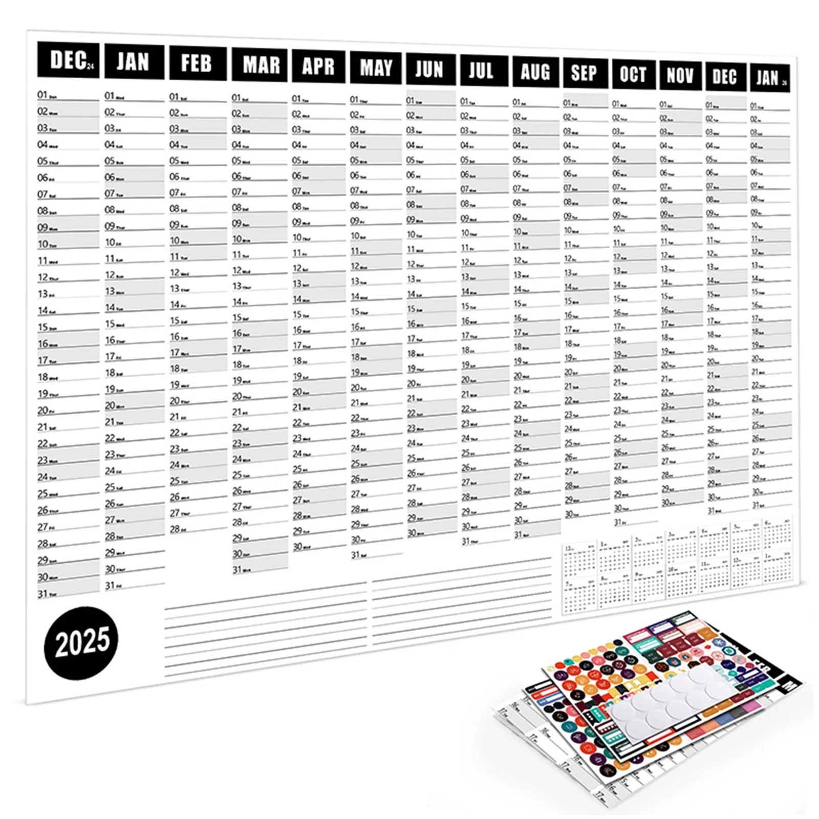 Hovilon 2025 Wall Calendars 365 Day Poster Calendar 2025 Yearly Planner Schedule Calendar For Home Office School Projects Walmart Business Supplies