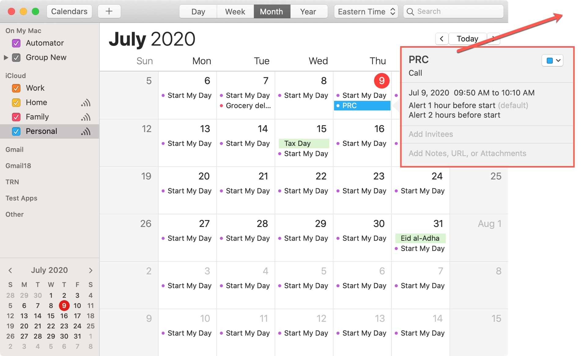 Bildschirm Kalender Mac