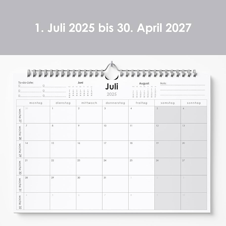 Huurdies Wandkalender 22 Monate Im Voraus A4 Mit Wochennummern Und Deutschen Feiertagen Spiralbindung Platz F r Notizen Hochwertiges Papier Amazon de B robedarf Schreibwaren