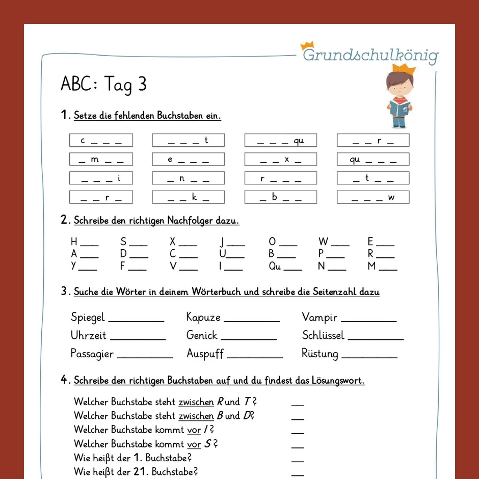 Ich be Das ABC bungen F r 5 Tage 2 Tests Zur Lernkontrolle