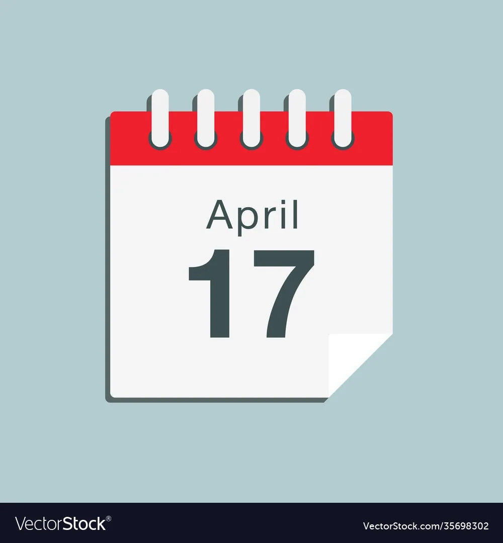 Icon Day Date 17 April Template Calendar Page Vector Image