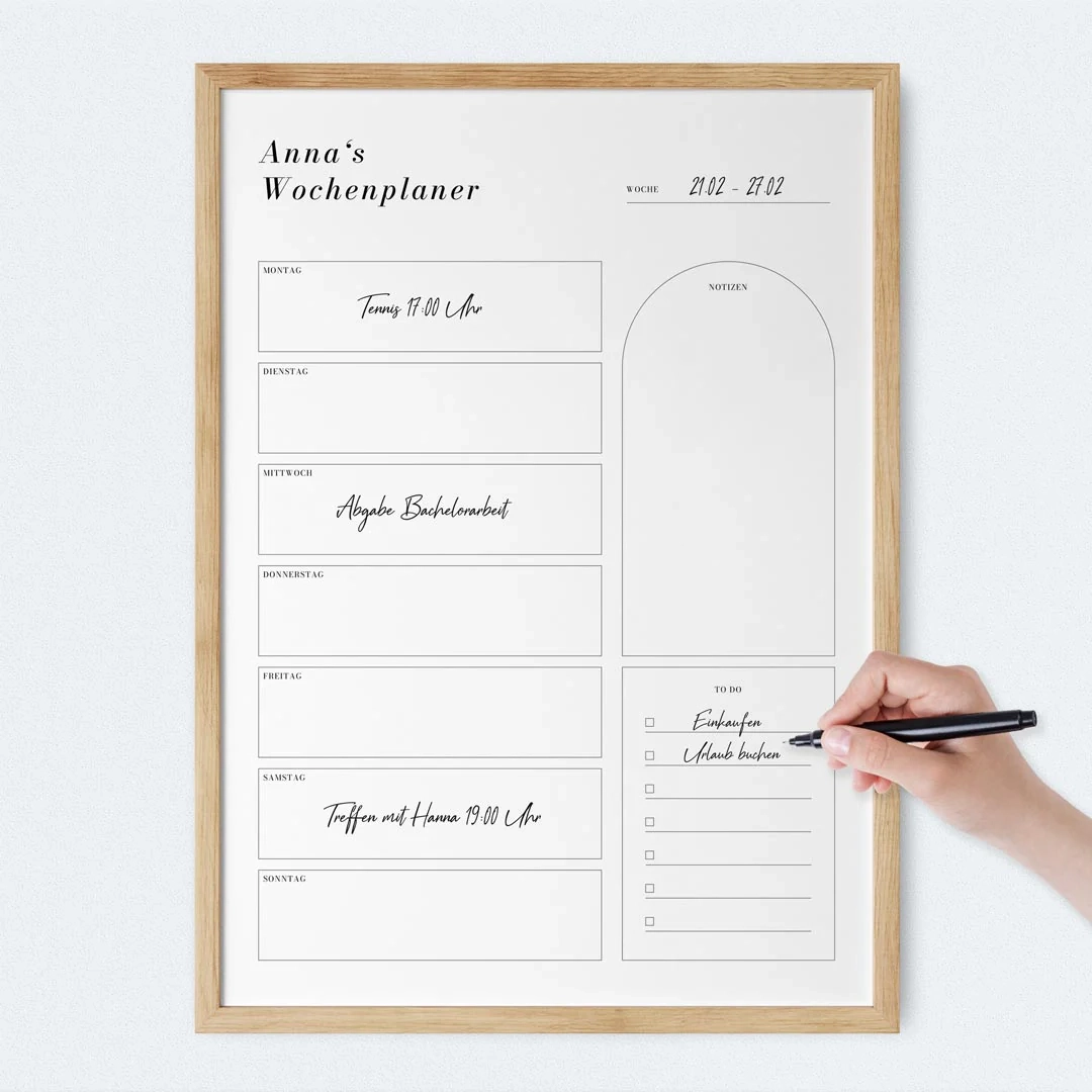 Individueller Wochenplaner White MY FAM POSTER MY FAM POSTER Personalisierte Poster