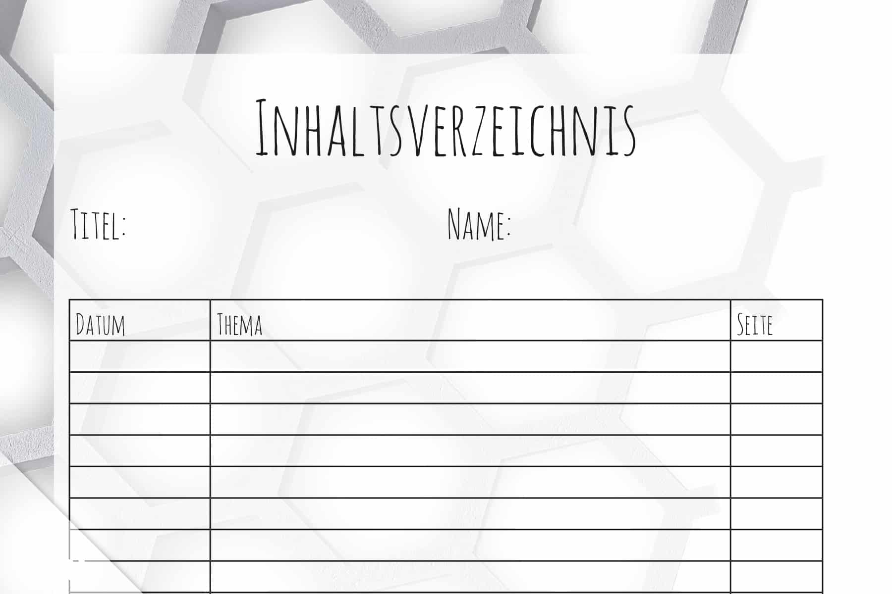 Kostenlose Inhaltsverzeichnisse Zum Ausdrucken