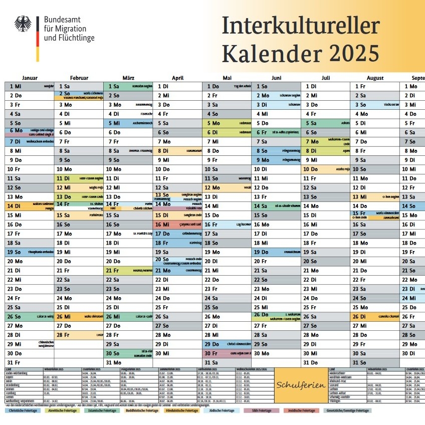 Kalender 2025 MIT Feiertagen