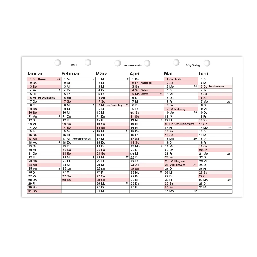 Jahreskalender 2 Seiten Pro Jahr Org Verlag ORG Verlag Berlin