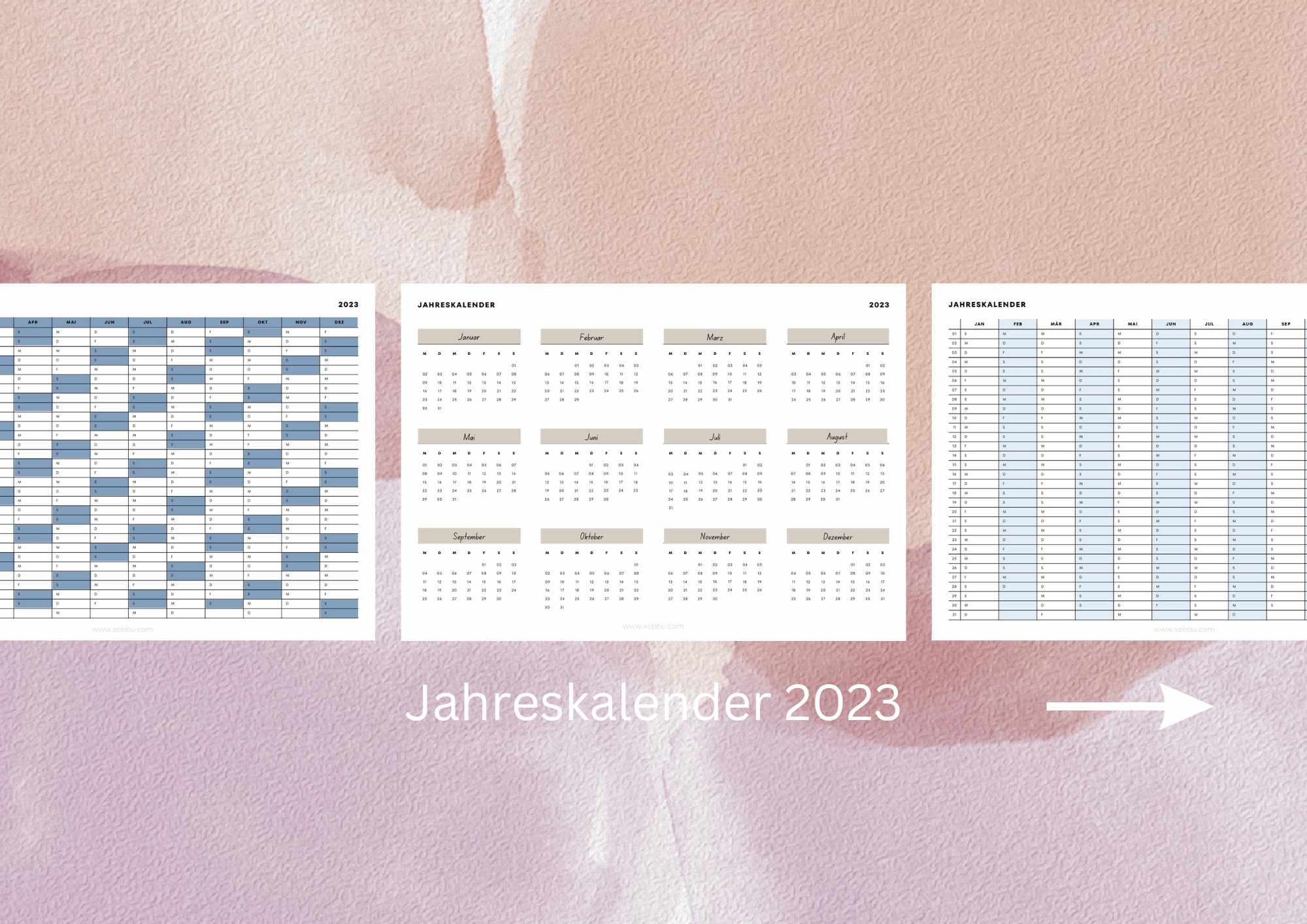 Jahreskalender 2023 bersicht Xobbu