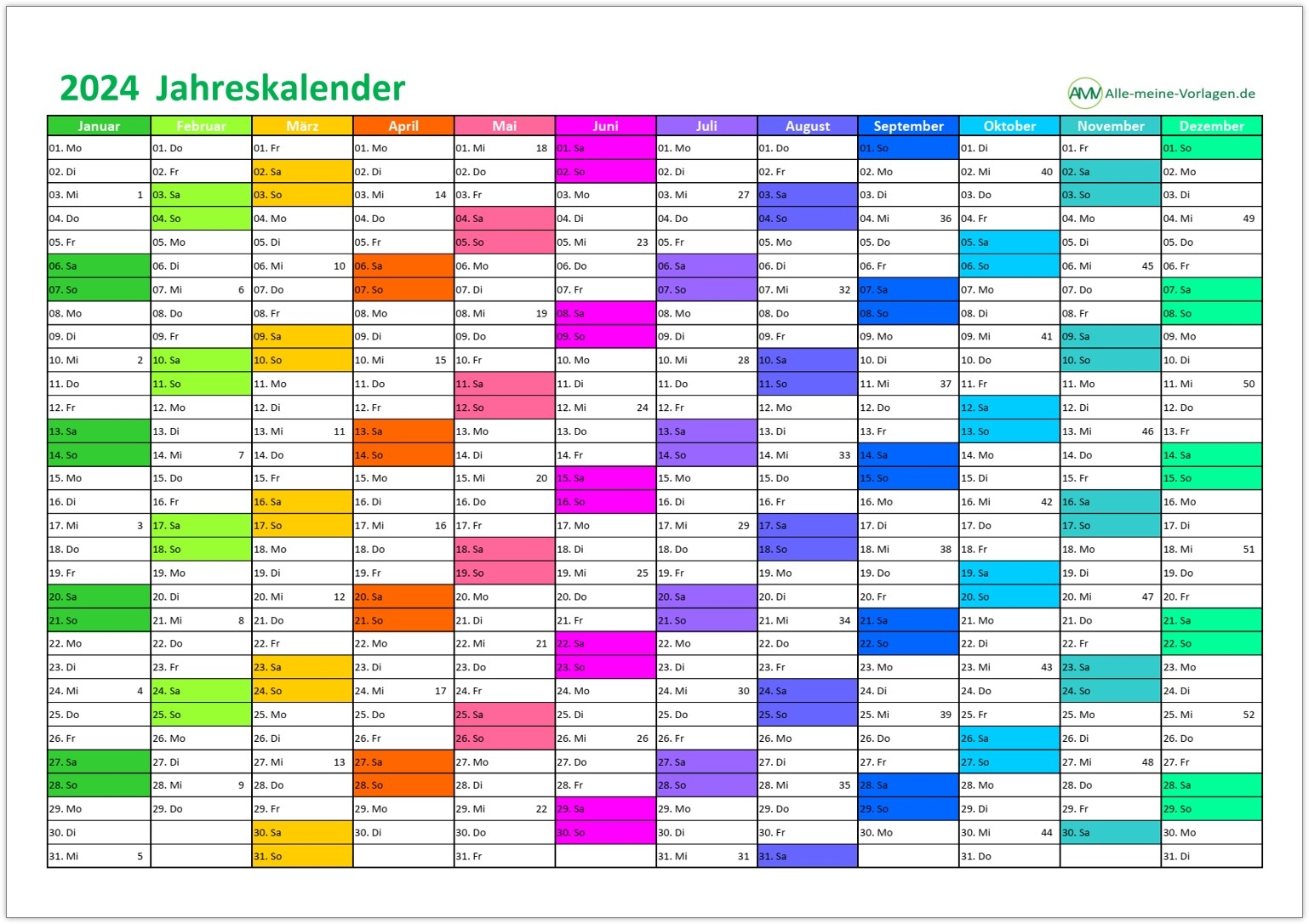 Mini Kalender 2024 Zum Ausdrucken