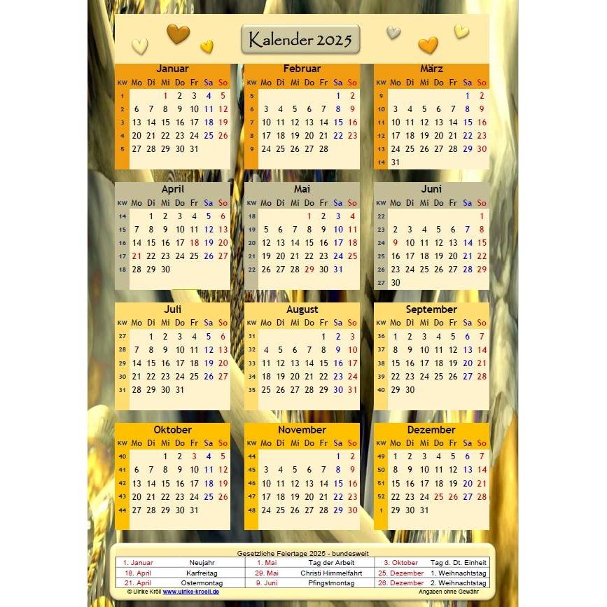 Jahreskalender 2025 Auf Einen Blick Mit Unendlichkeit PDF DIN A4 Zum Ausdrucken