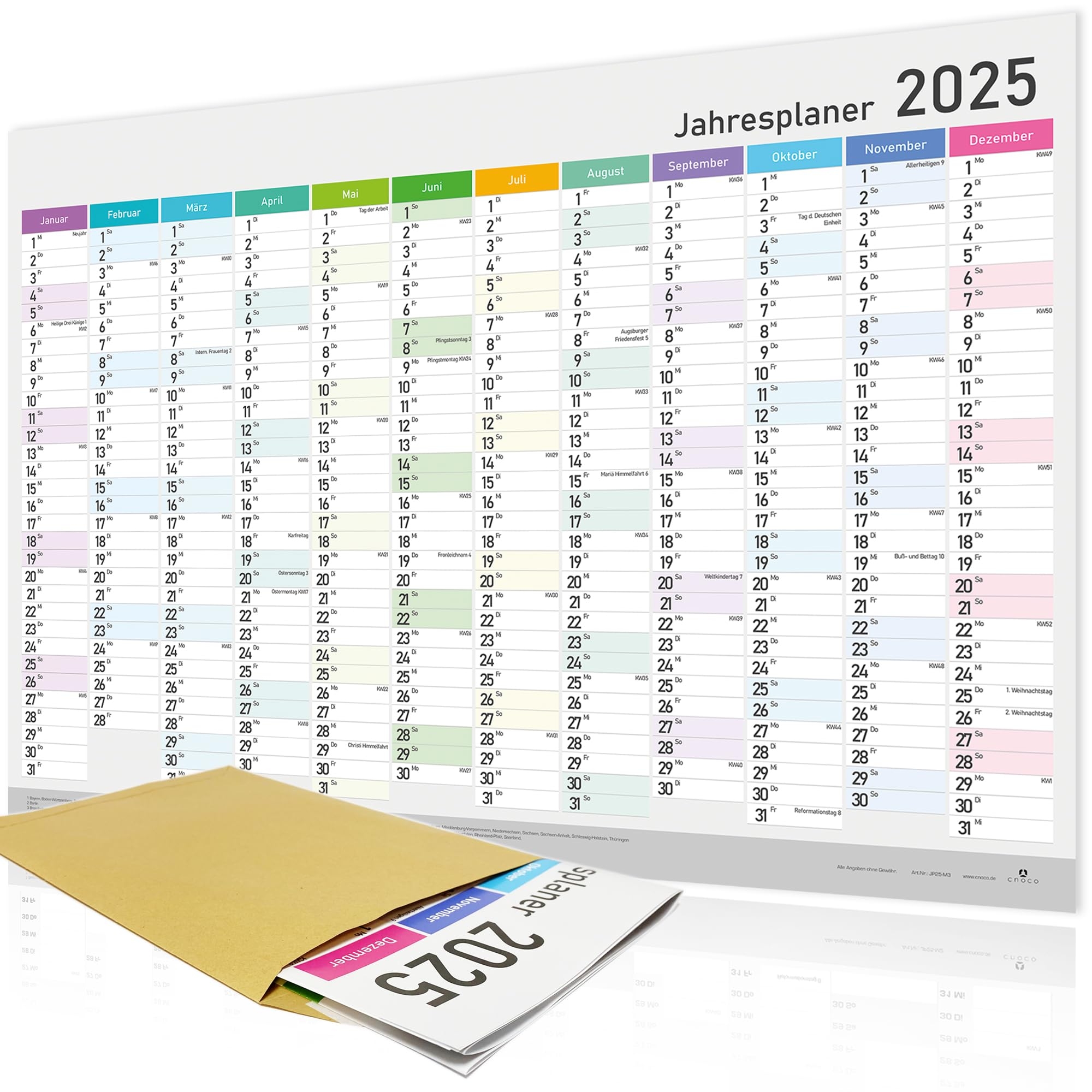 Jahreskalender 2025 Heaven paper Jahresplaner 2025 XXL Wandkalender A1 80x60cm Mit Feiertagen Ferien The Family Plan