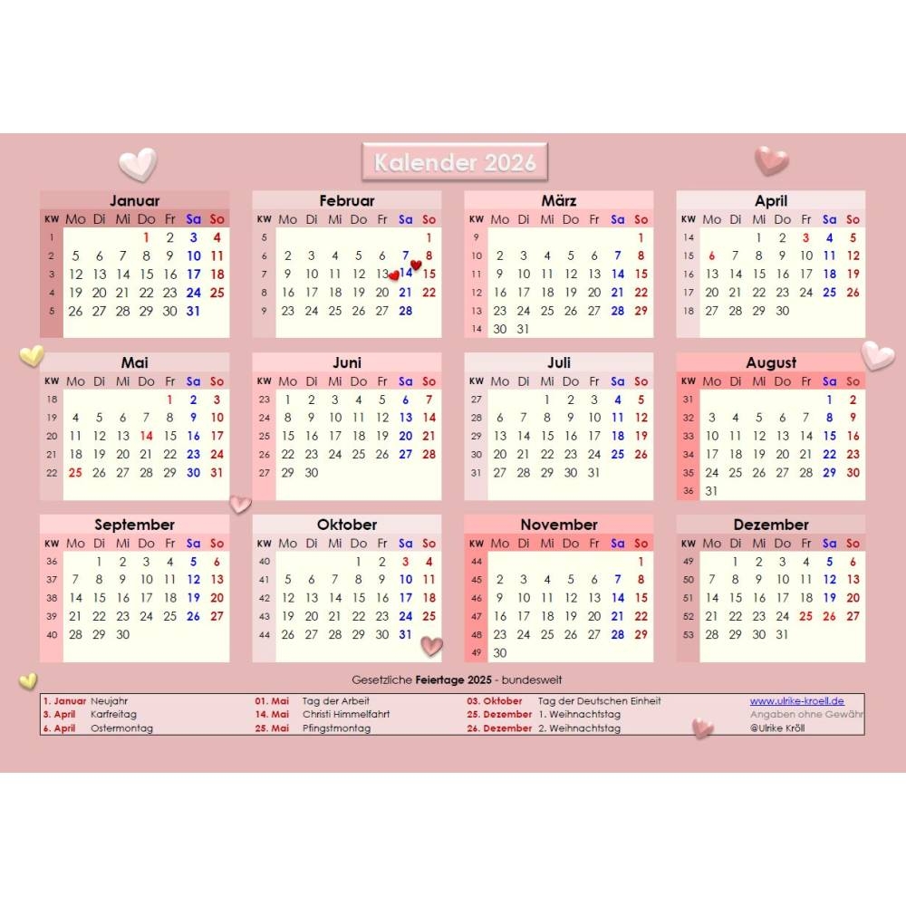 Kalender 2026 Drucken