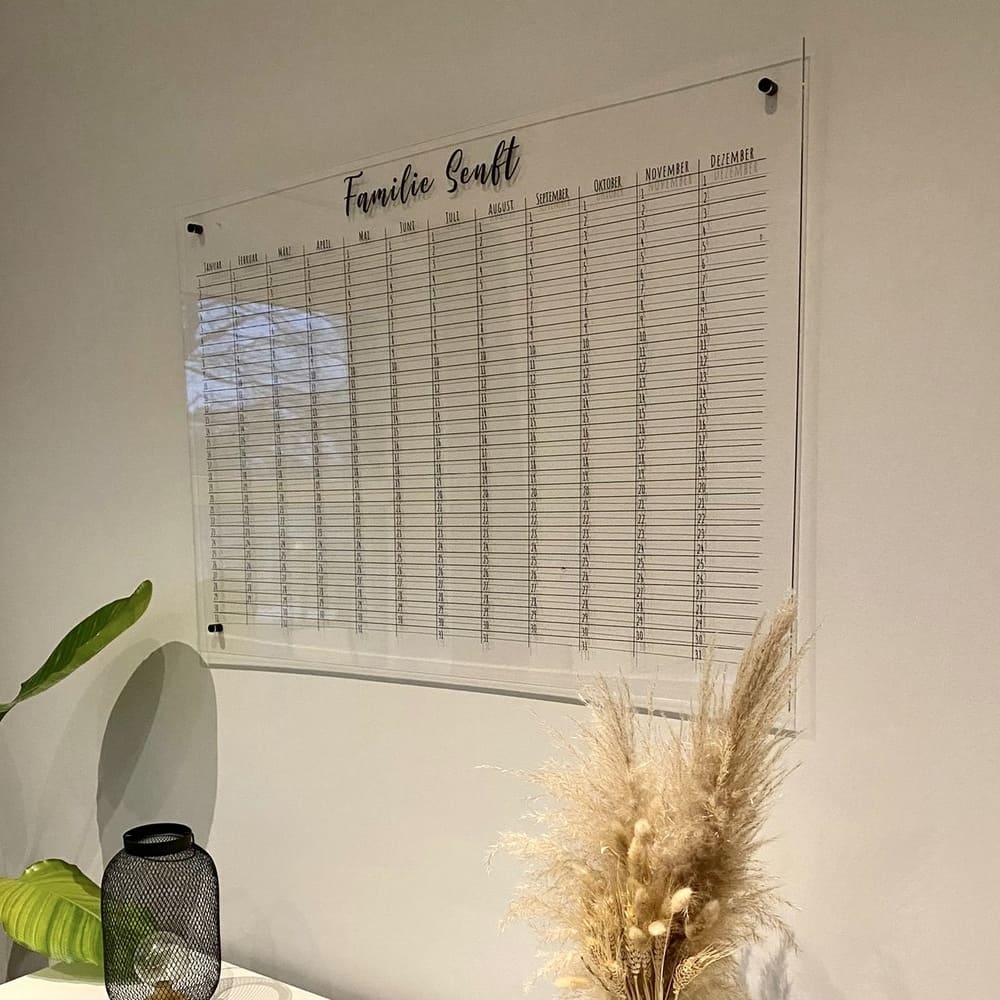 Jahreskalender F r Jedes Jahr Wandterminkalender Aus Acryl Glas F r Die Wand Personalisierbarer Kalender F r Die Familie Wunsch Kalender