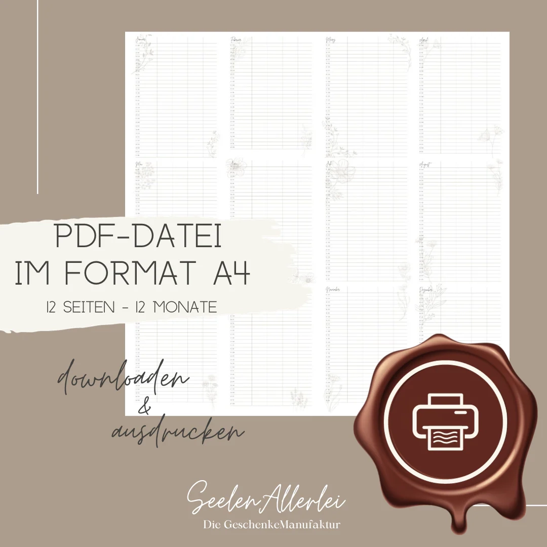 Jahreskalender In MONATEN Papeterie GeschenkeManufaktur SeelenAllerlei