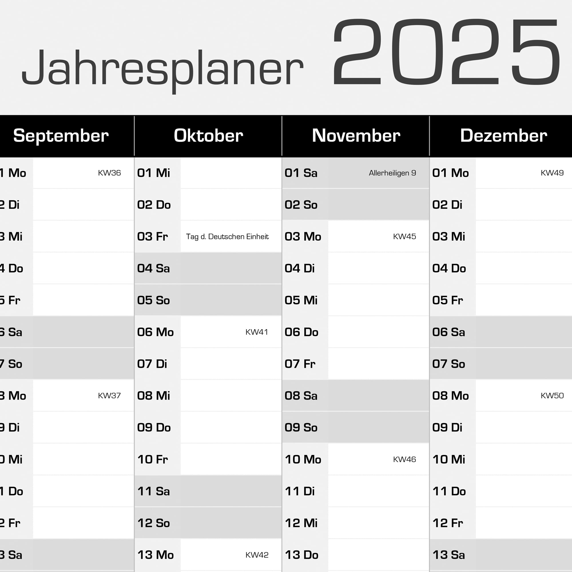 Kalender 2025 MIT Kalenderwochen PDF