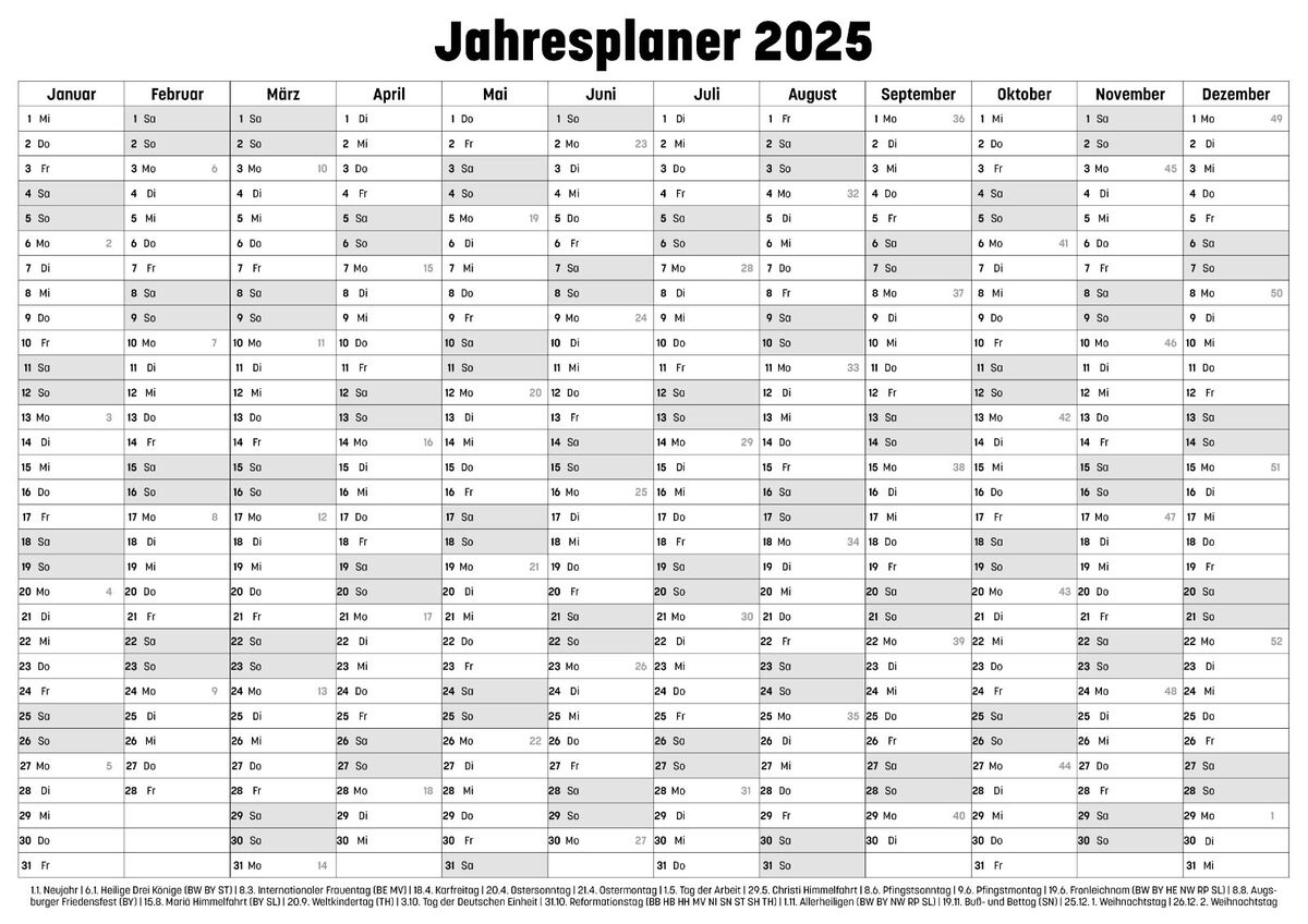 Jahresplaner Wandkalender Wandplaner Kalender 2025 DIN A3 A2 A1 Gefaltet EBay de