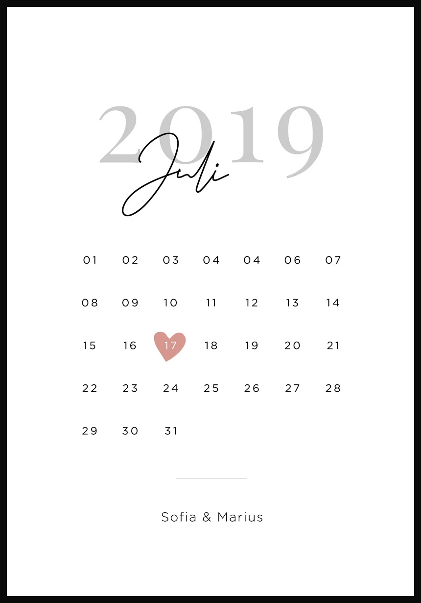 Jahrestag Kalender Poster Online Bestellen PAPERLY