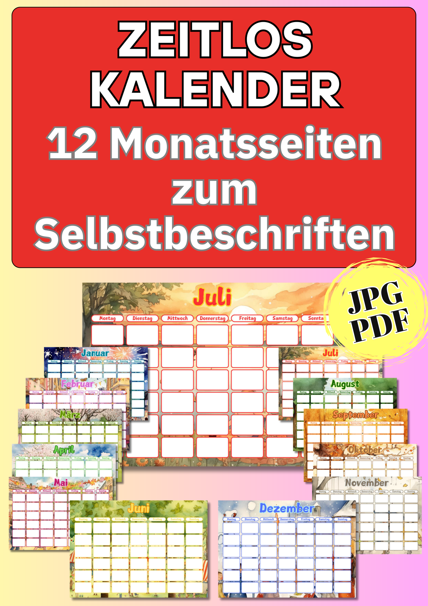 Jahreszeiten Monate Kalender Zum Ausdrucken Zeitloses Material F r Kita Und Grundschule Unterrichtsmaterial In Den F chern Sachunterricht Kita