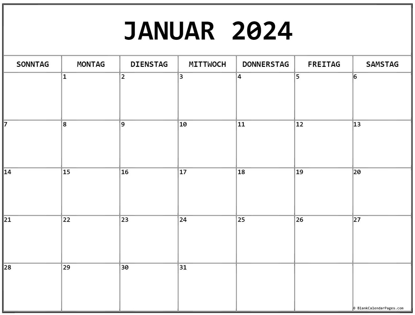 Januar 2024 Kalender Auf Deutsch Kalender 2024