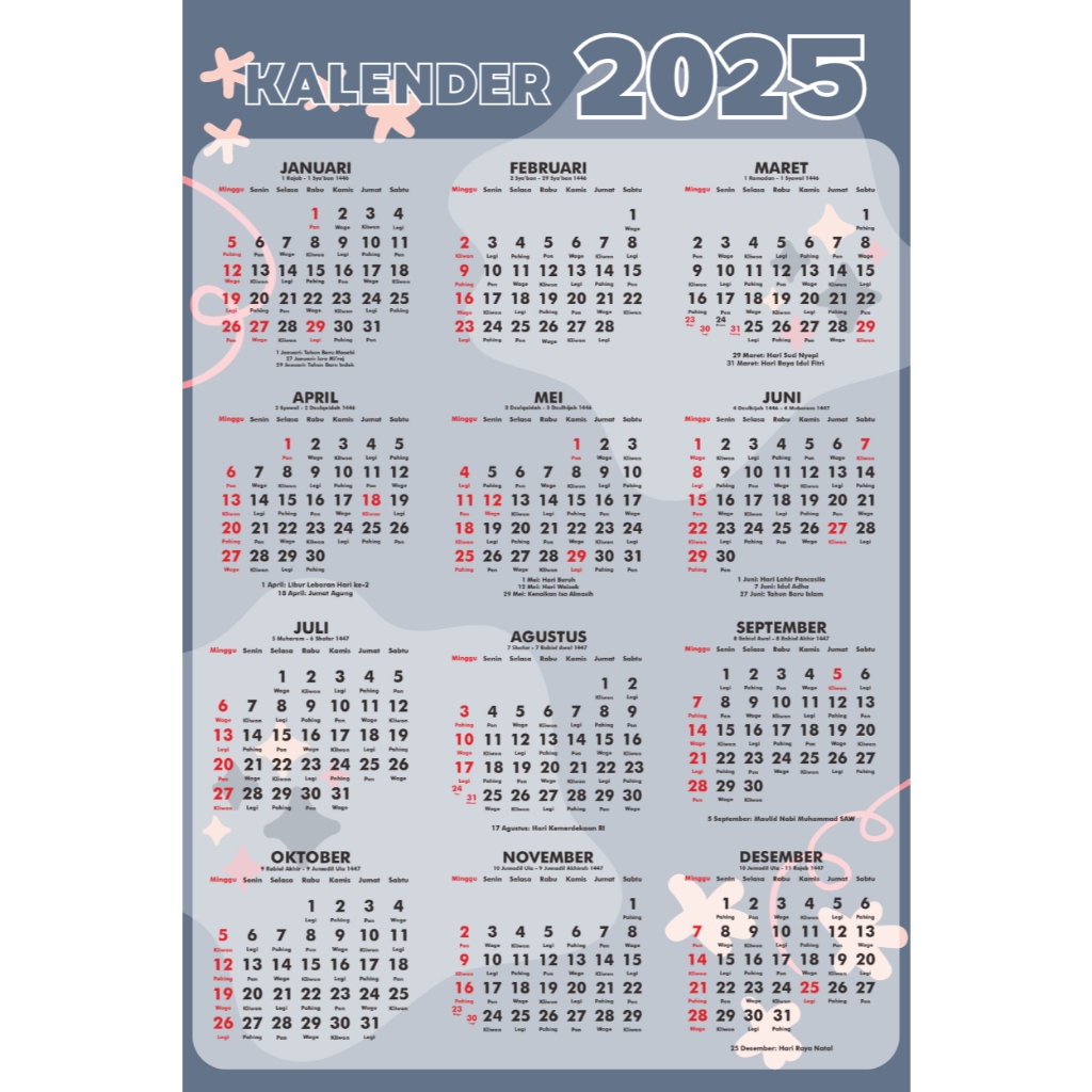 Jual A3 Kalender Poster 2025 Kalender 2025 Murah Shopee Indonesia
