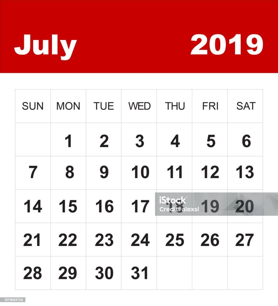 July 2019 Calendar Stock Photo Download Image Now 2019 Calendar July IStock