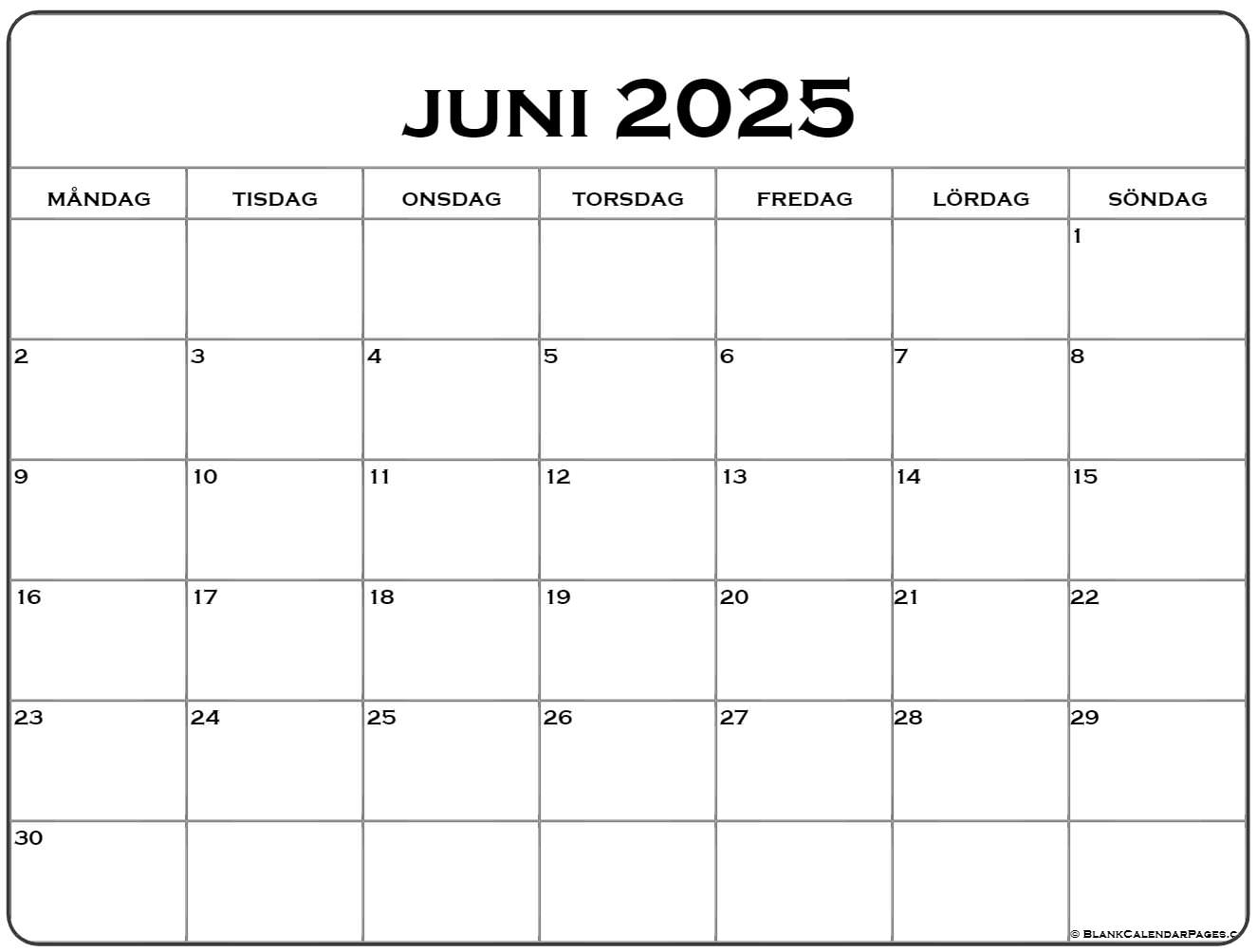 Juni 2025 Kalender Svenska Kalender Juni