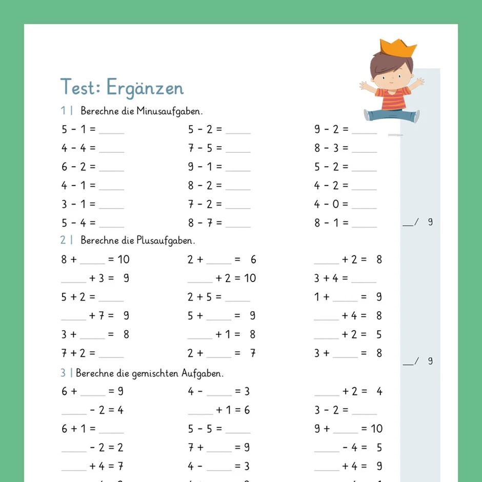 K nigspaket Erg nzen Im Zahlenraum 10 Mathe 1 Klasse Inklusive Test