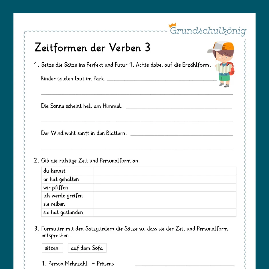 K nigspaket Gemischte bungen Zu Den Zeitformen Der Verben Deutsch 4 Klasse Inklusive Test 