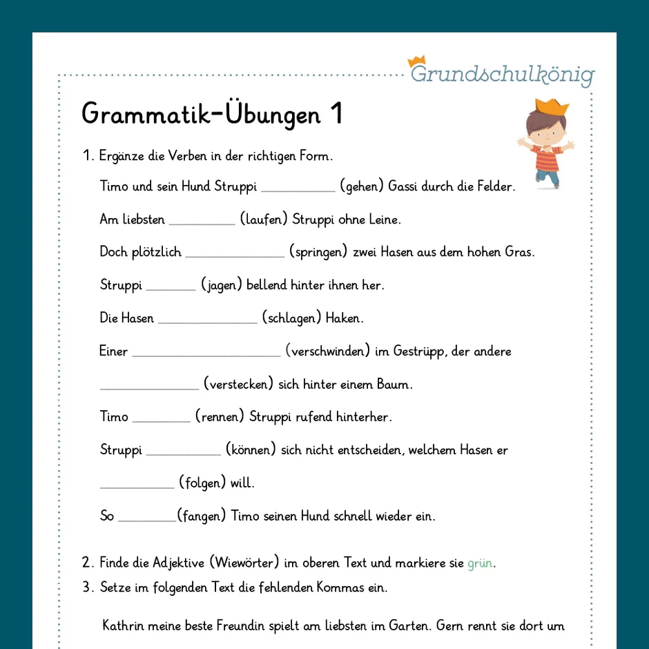K nigspaket Grammatik bungen Deutsch 4 Klasse Inklusive Test 